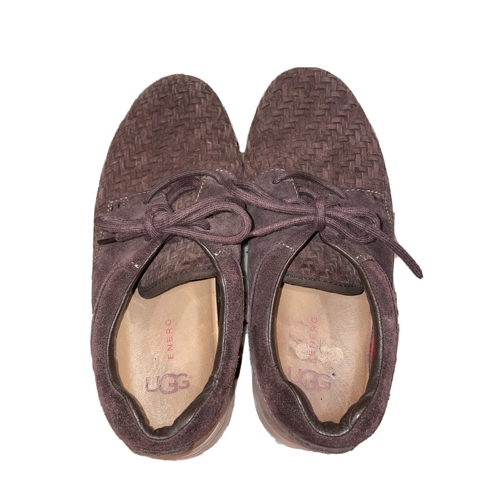 UGG‎ ENERG Men's Oxford Tread Lite Size 8.5 Brown Woven Suede Lace Up SN 1020367